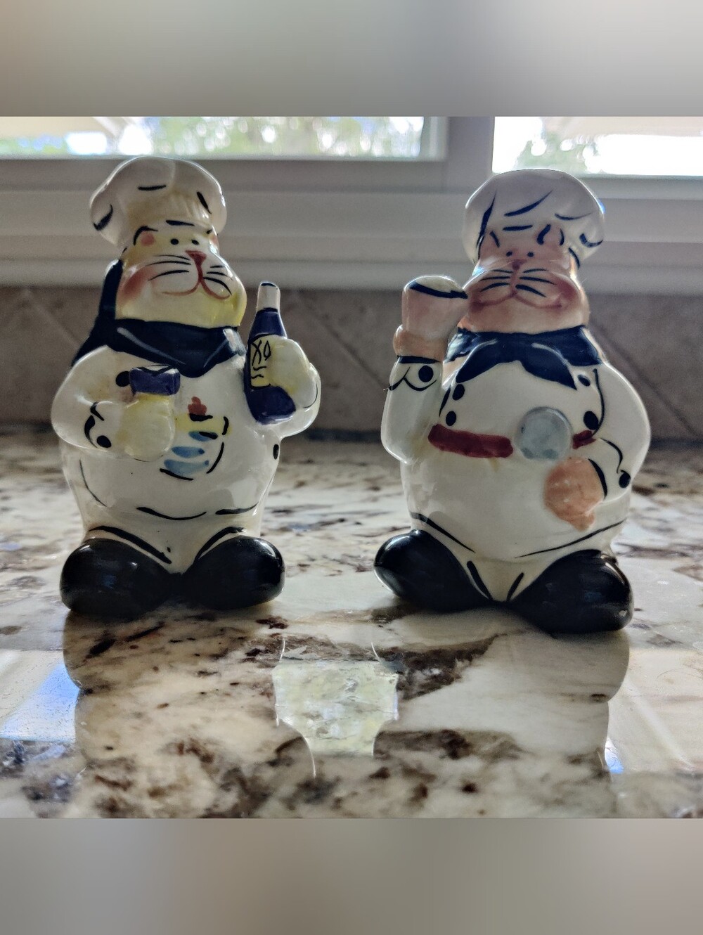 Ceramic Cat Chef Salt and Pepper Shakers